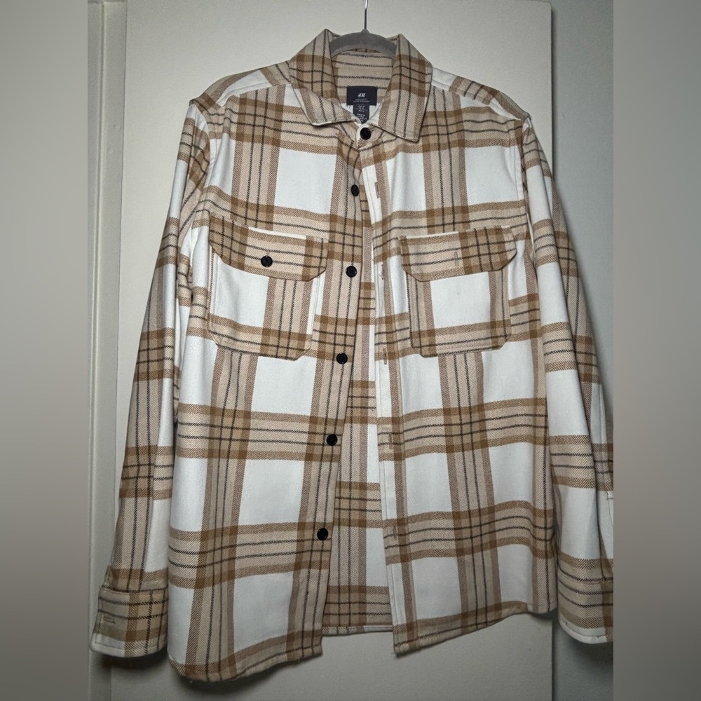H&M Tan and White Plaid Jacket